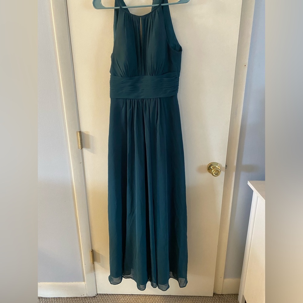 Azazie forest green dress